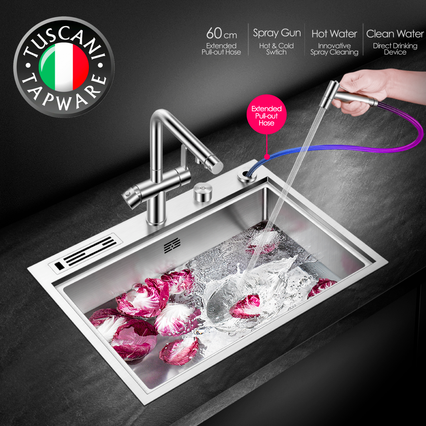 TK115PO-S - Kitania Series Pull Out Kitchen Mixer