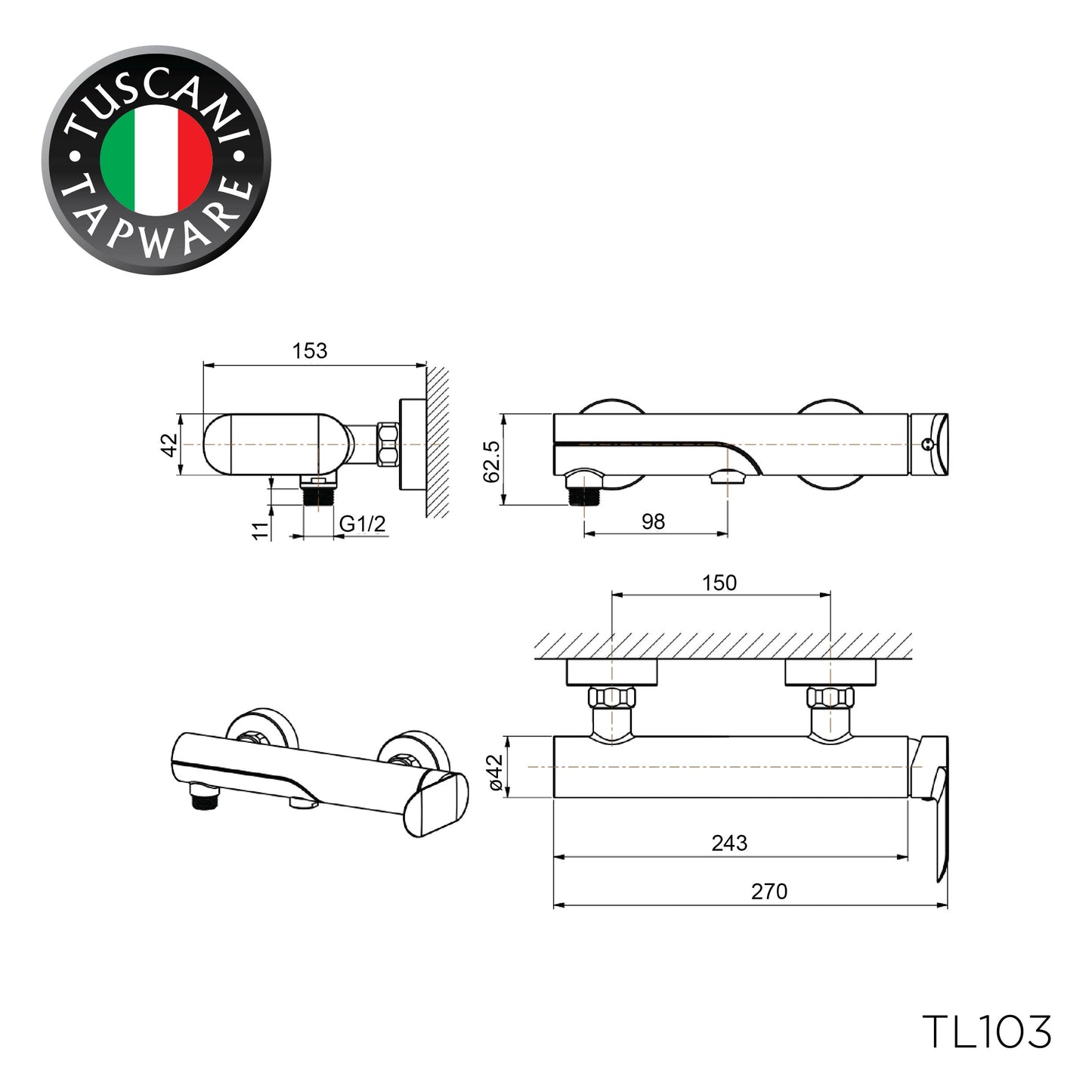 TL103 - Lavanzi Series - Bath & Shower Mixer