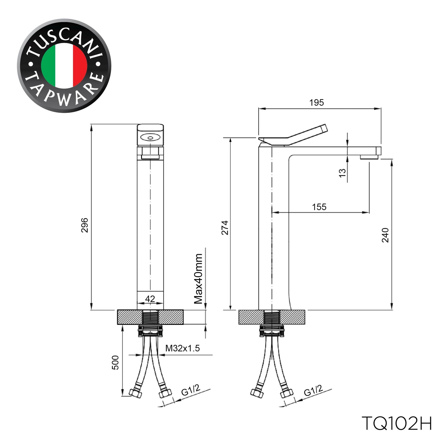 TQ102H - Quatrio Series High Basin Mixer