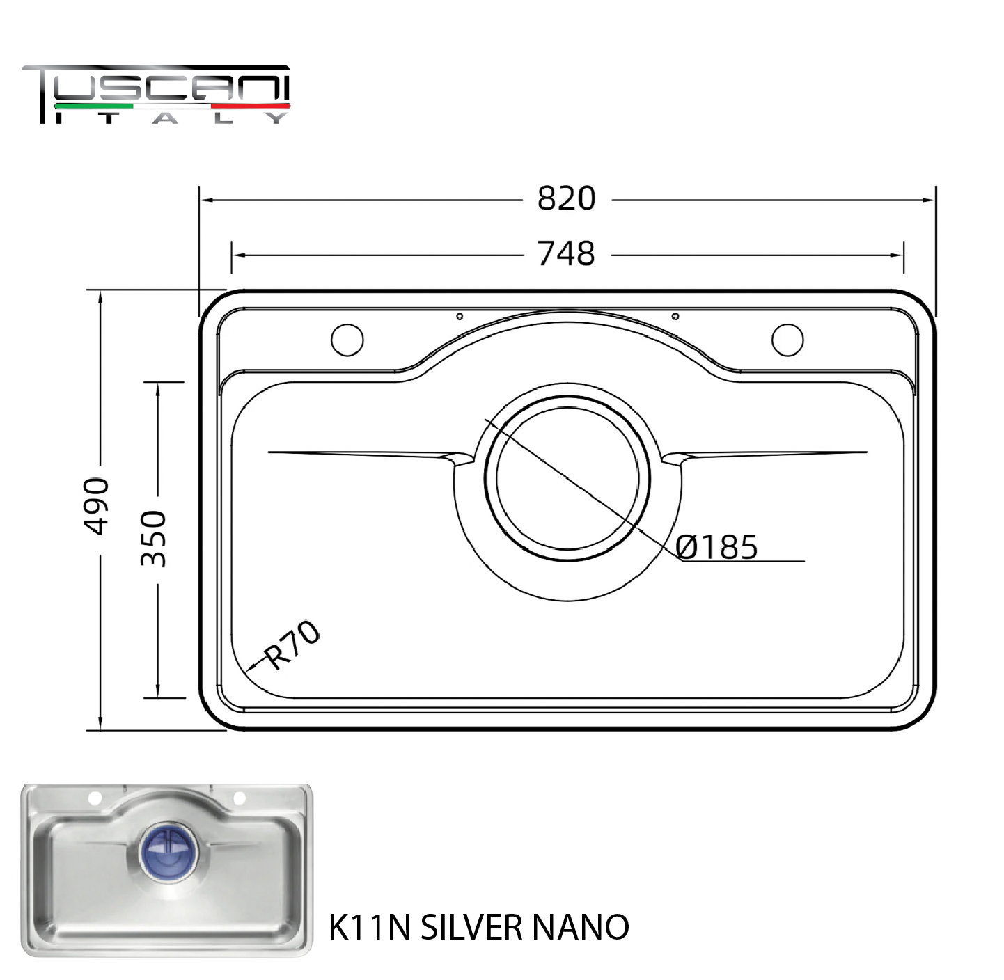 Tuscani K11 | K22 | K33 - Top & Under - Mount Use Kitchen Sink