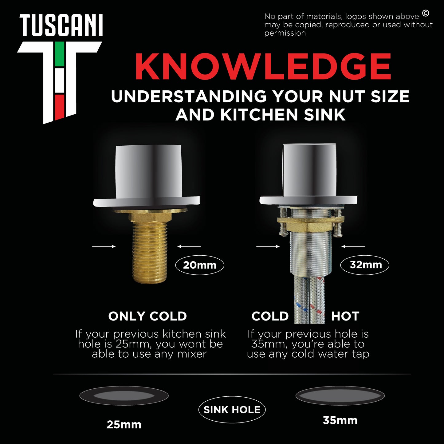 Tuscani TF1CN - Fabiana Series Kitchen Cold Tap - Cold Taps