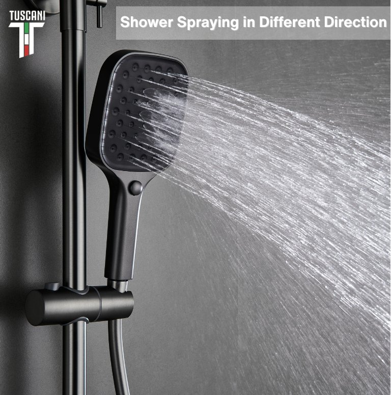 SHOWER SPRAYING IN DIFFERENT DIRECTION