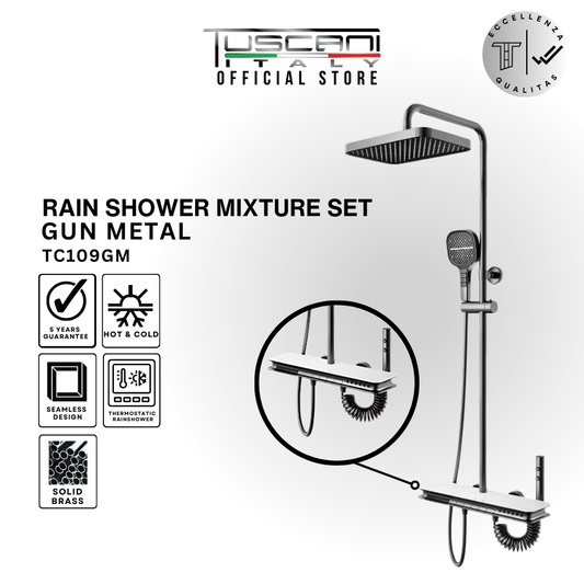 TC109GM - Gun Metal Rain Shower Set