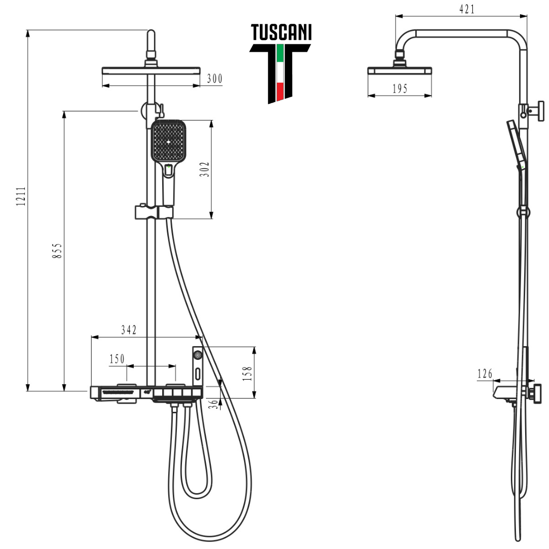 TS109CH - Chrome Rain Shower Set – Tuscani Italy Pte Ltd TS109CH - Chrome Rain Shower Set – Tuscani Italy Pte Ltd