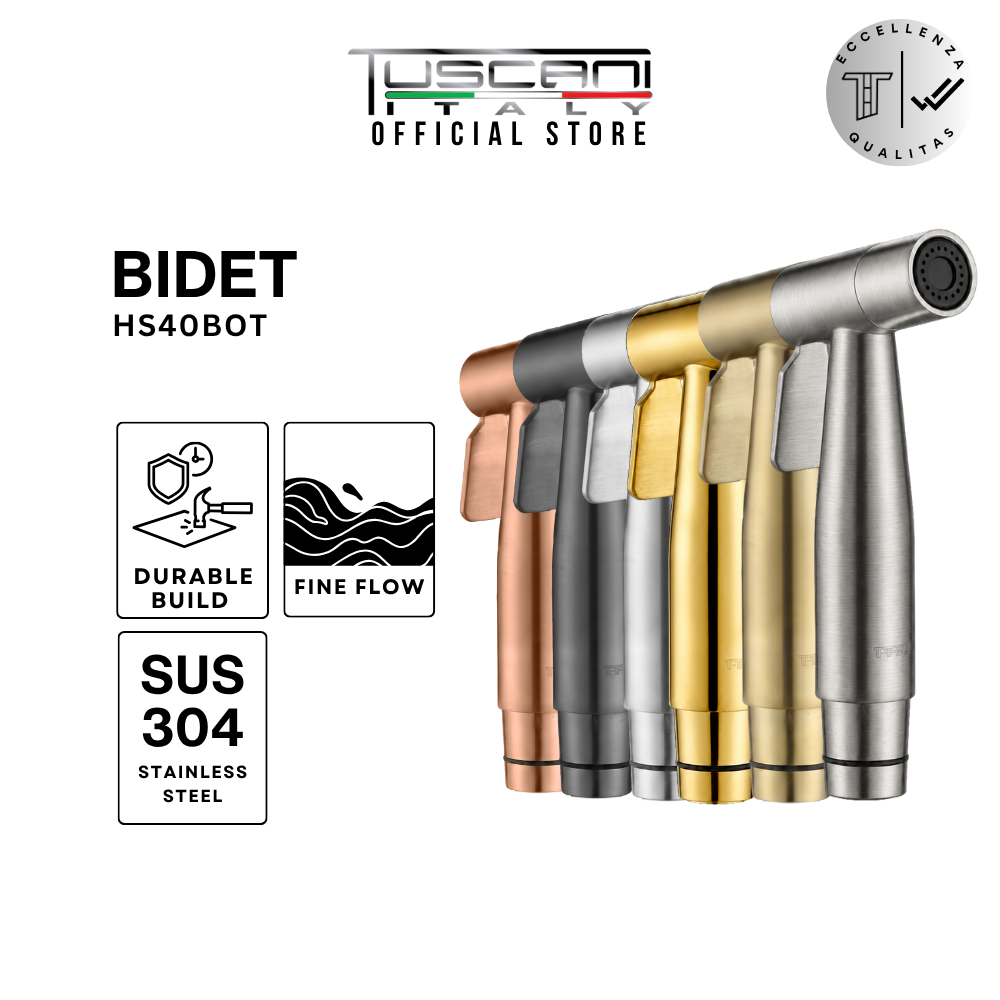 Tuscani HS40BOT stainless steel bidet spray head with fine flow technology in luxury finish