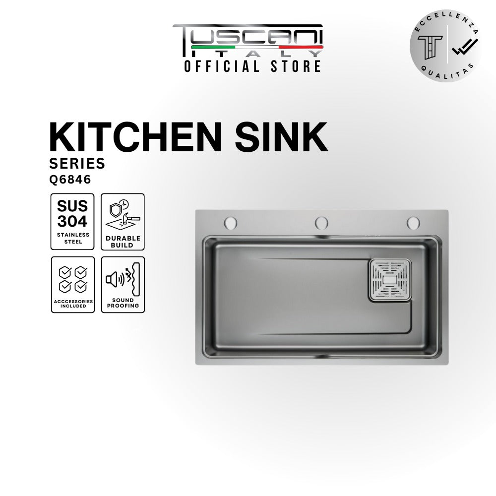 Q6846GN | Q7546GN - Gunmetal Top & Under-Mount Use Kitchen Sink