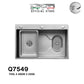 Q6849NS | Q7549NS - Silver Top & Under-Mount Use Kitchen Sink