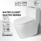 Tuscani Quatro Water Closet premium vitreous china toilet with Swiss-engineered flushing and slim top tank design