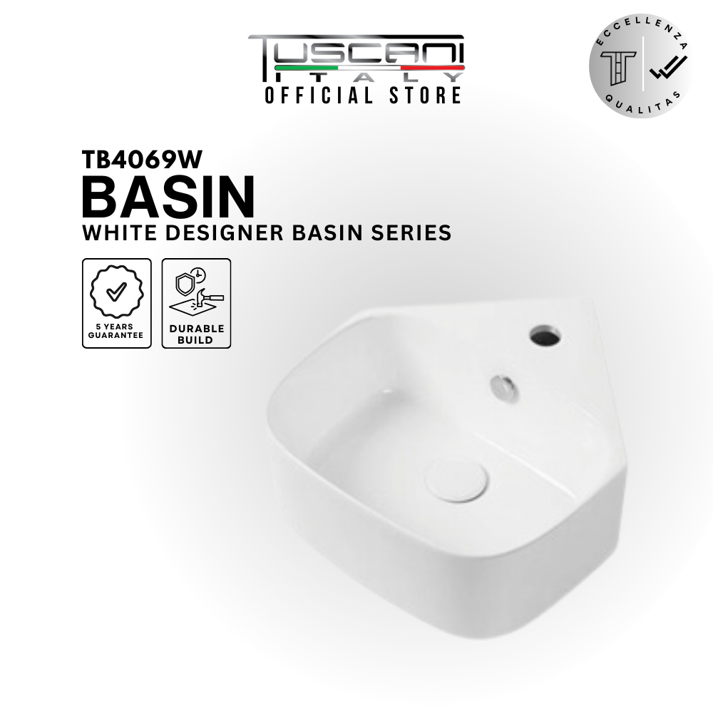 TBW4069W - White - Wall / Deck Corner Basin