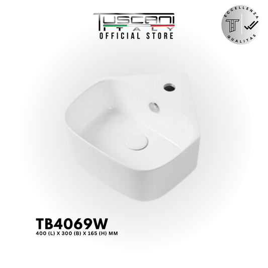 TBW4069W - White - Wall / Deck Corner Basin