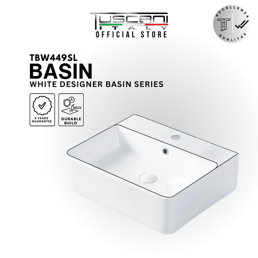 TBW449SL - White Line Wall / Deck Basin