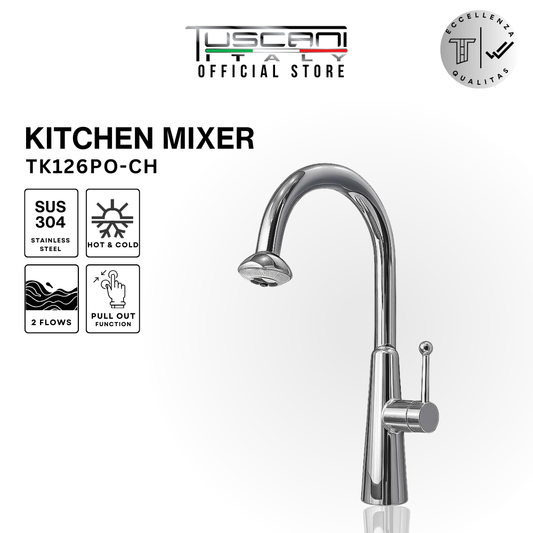 Tuscani TK126PO-CH - Pull Out Kitchen Hot & Cold Mixer