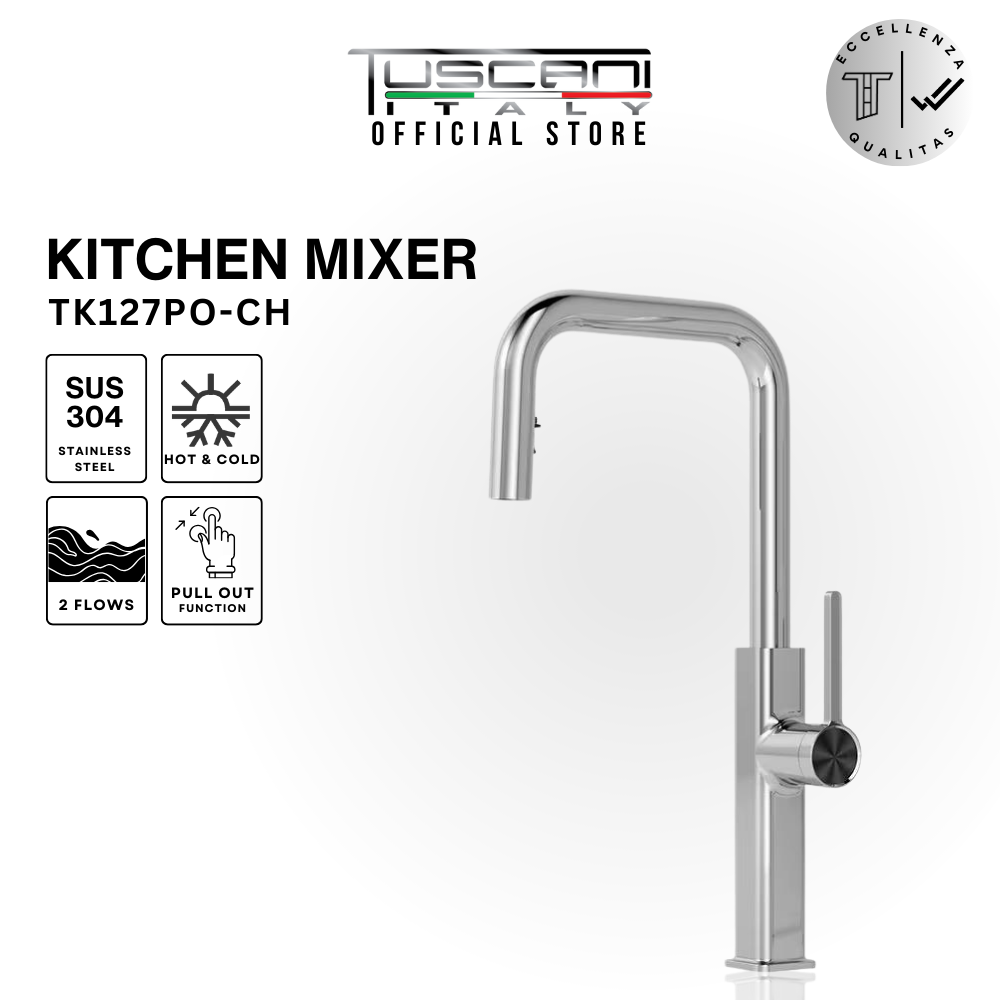 Tuscani TK127PO - Pull Out Kitchen Hot & Cold Mixer