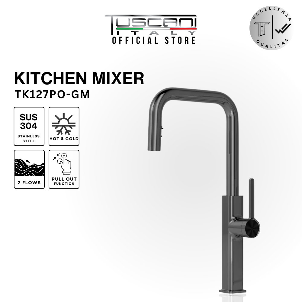 Tuscani TK127PO - Pull Out Kitchen Hot & Cold Mixer