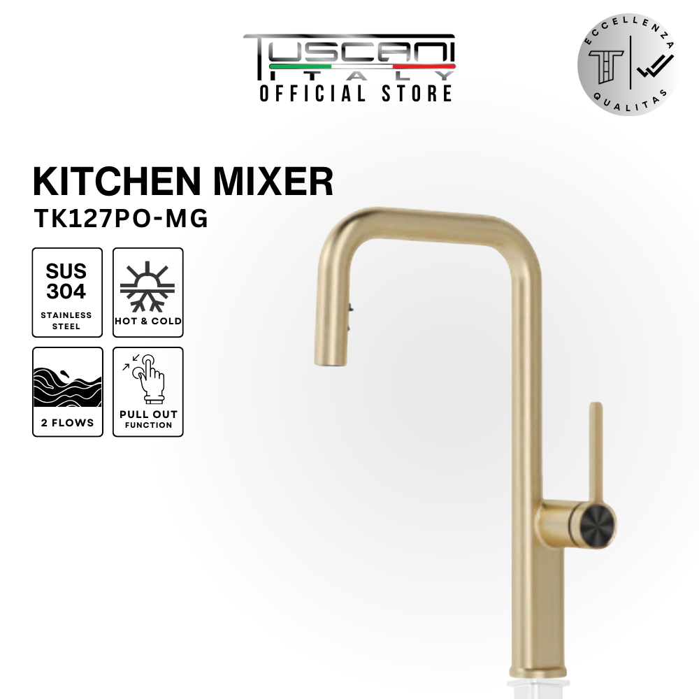 Tuscani TK127PO - Pull Out Kitchen Hot & Cold Mixer