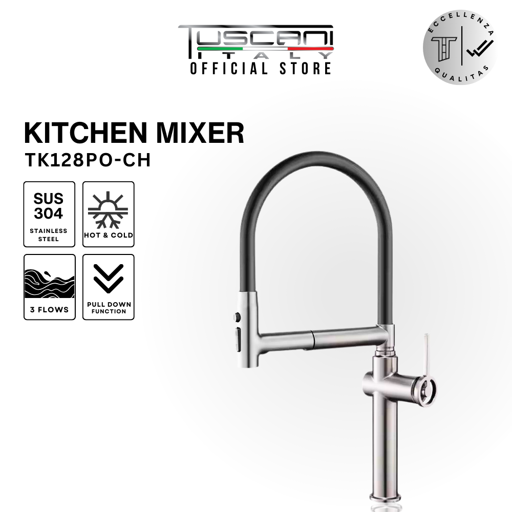 Tuscani TK128PO - Pull Out Kitchen Hot & Cold Mixer