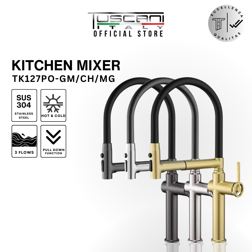 Tuscani TK128PO - Pull Out Kitchen Hot & Cold Mixer