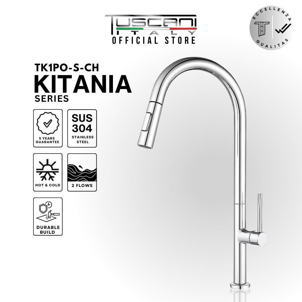 TK1PO-S - Kitania Series Pull Out Kitchen Mixer Tap