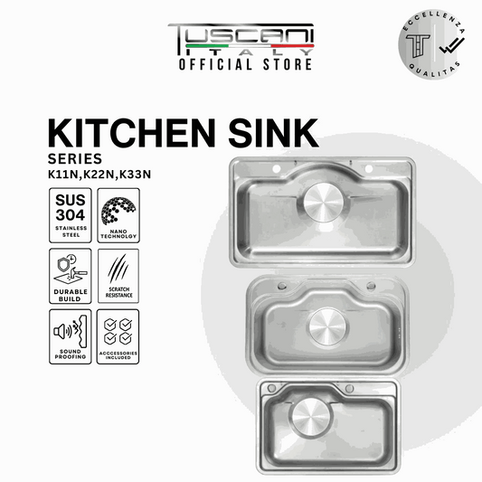 K11 | K22 | K33 stainless steel kitchen sinks with nano technology scratch resistance and durable build in silver finish