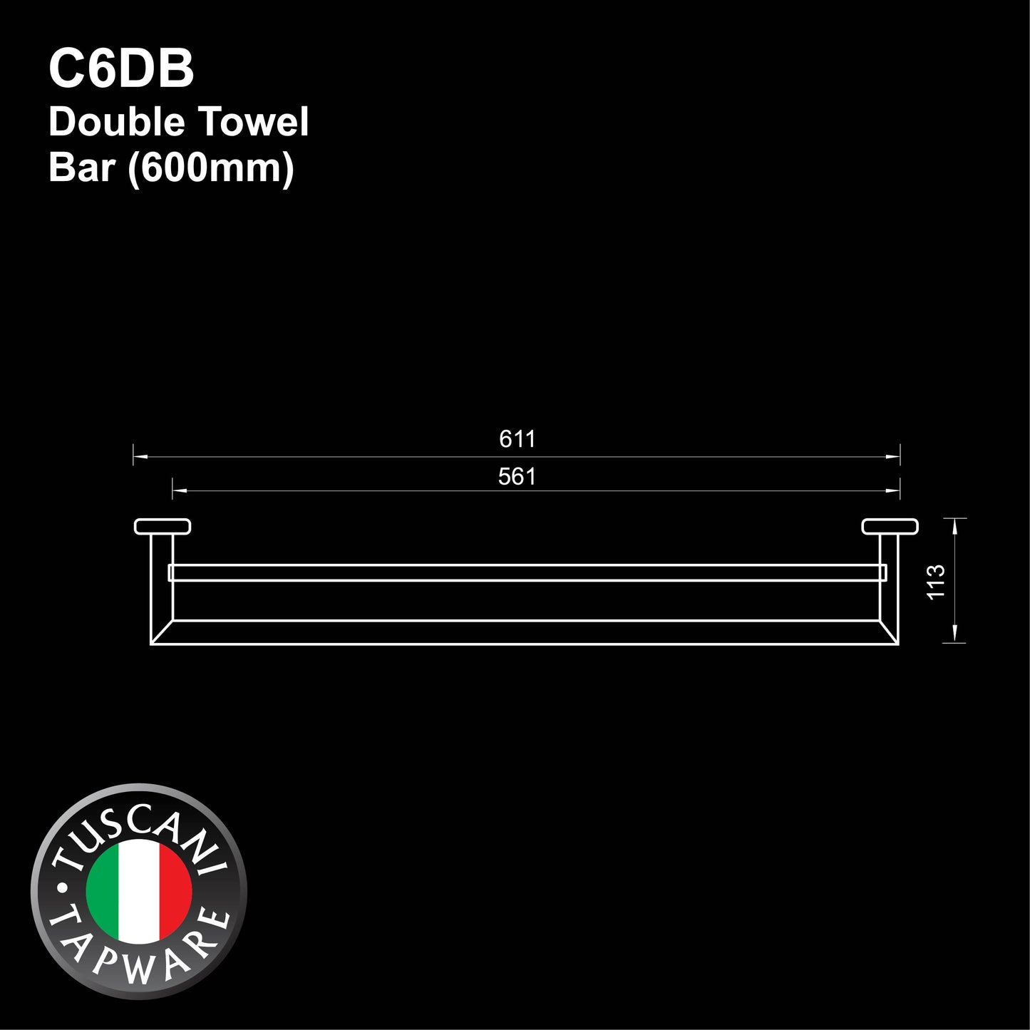 C6DB - COLOSEO Series Double Towel Bar- Bathroom Accessories