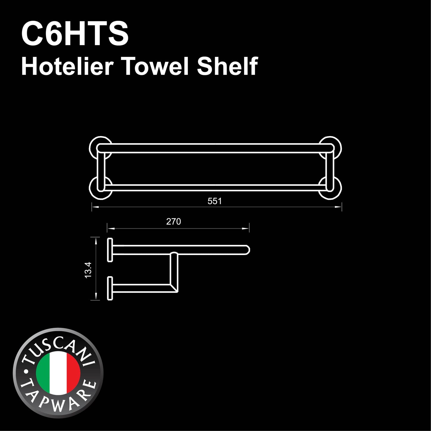 C6HTS - COLOSEO Series Towel Shelf - Bathroom Accessories