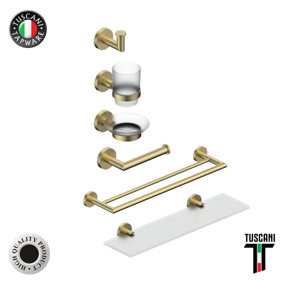 Coloseo Series 6pcs Set - Bathroom Accessories (Gunmetal / Matte Gold)