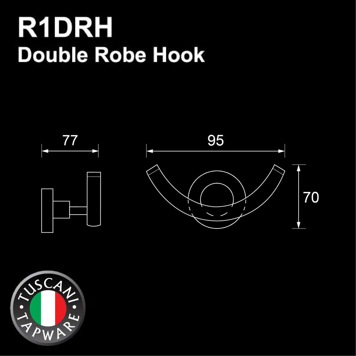 R1RH - RONDANA Series Double Robe Hook - Bathroom Accessories