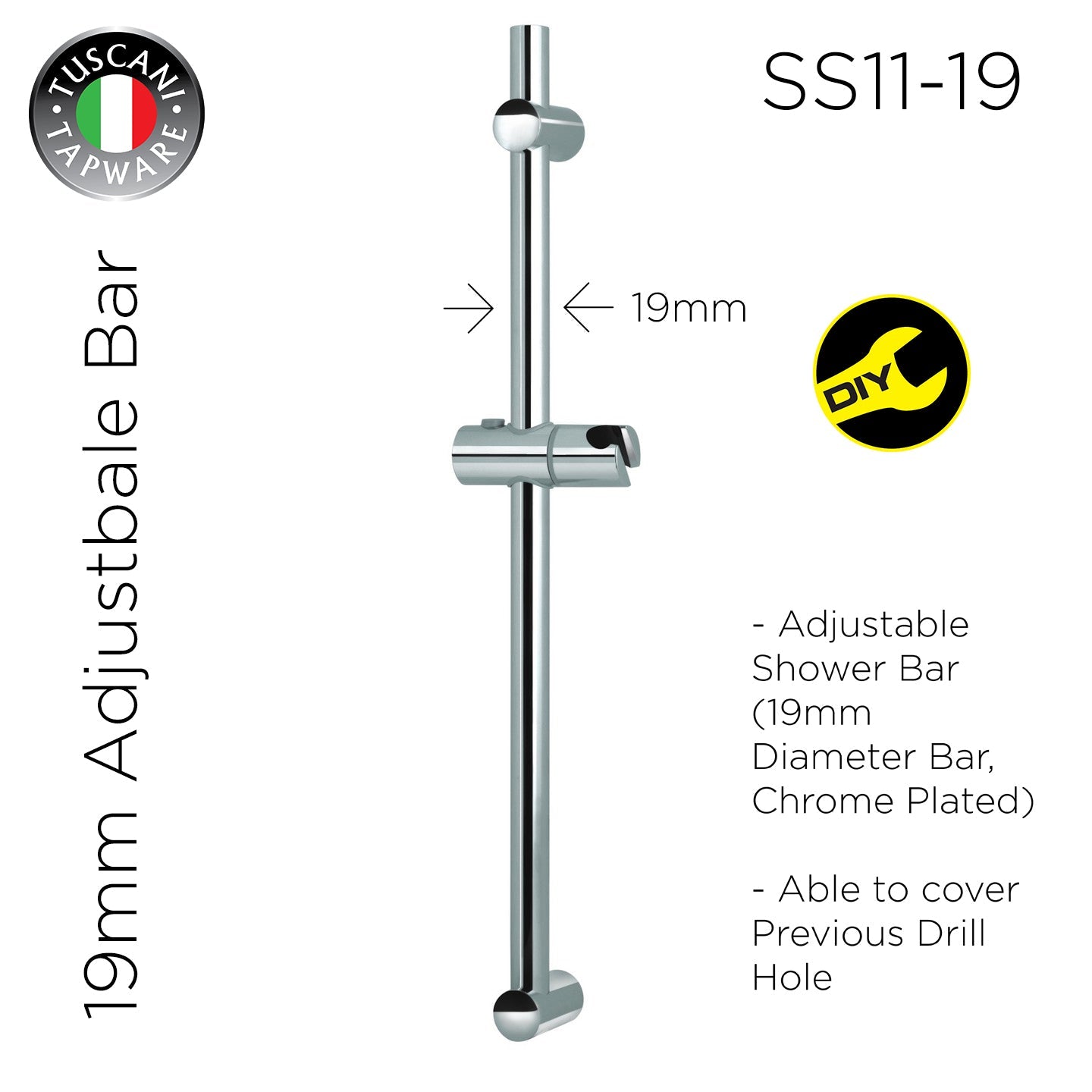 SS11-19 + 1.5m GAT - Shower Bar & Hose