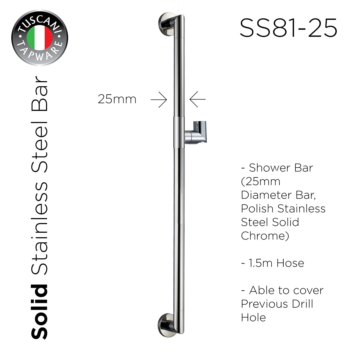 SS81-25 + 1.5m GAT - Shower Bar & Hose